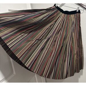 Vtg Heather Lane Colorful Vertical Stripe Taffeta Skirt Zips XS 24in Midi velvet